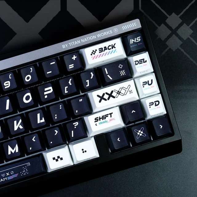 Main image of TITANNATION Printstream Gaming Keycaps, 130-Key PBT+PC 5-Side Dye-Sub Side-Printed Shine-Through Keycap Set, Cherry Profile, Full Layout Support for 60% 75% 100% MX Mechanical KeyboardsBlack