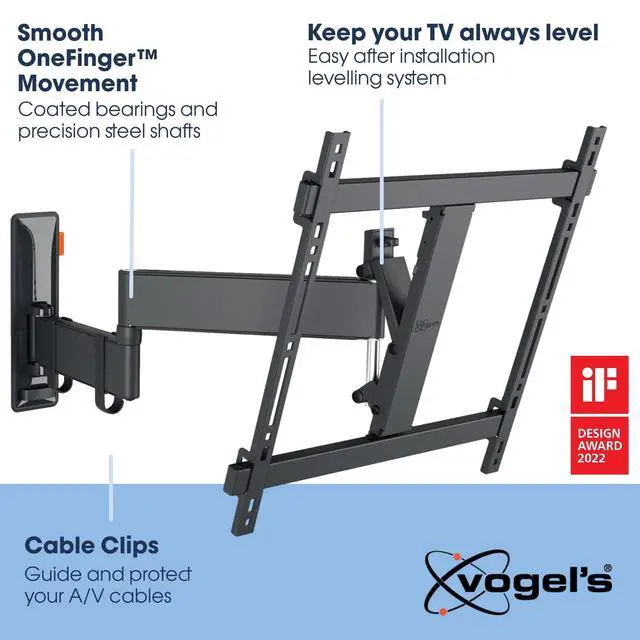 Alt view image 4 of 5 - Vogel's TVM 3445 Full-Motion TV wall Bracket for 32-65 inch TVs, Max. 55 lbs, Swivels up to 180, Full-Motion TV wall Mount, Max. VESA 400x400, Universal Compatibility