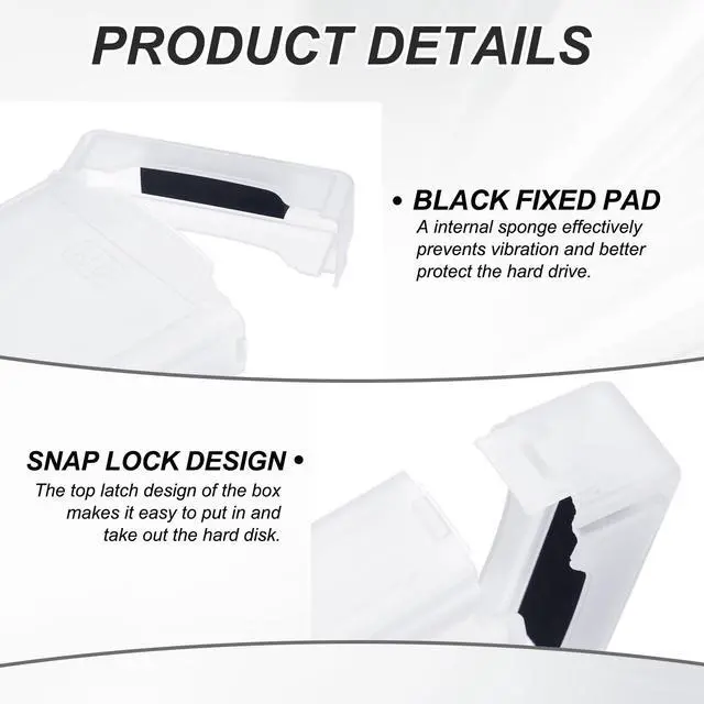 Alt view image 4 of 5 - PATIKIL 6.5" x 4.5" Hard Drive Disk Case, 5Pcs Plastic Hard Disk Storage Box Portable Anti-Static Case for 3.5" External SSD HDD, White