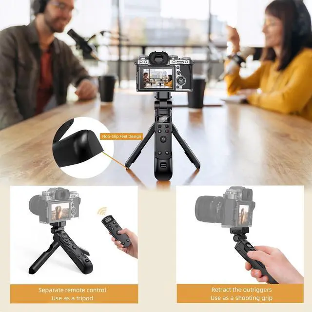 Alt view image 2 of 5 - for Fujifilm Tripod Wireless Shooting Grip with Shutter Release - Mini-Tripod with Rechargeable Remote Control for Fujifilm X100 VI/X-M5/X-T30 II/X-E5/X-T5/X half/X-H2S/X-S10/X-S20/X-T50/X-T4/X