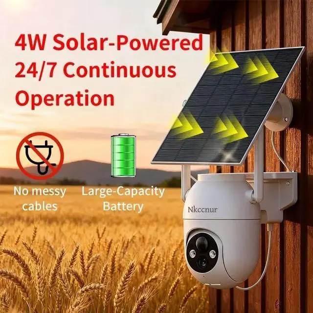 Alt view image 3 of 5 - Nkccnur Solar-Powered Outdoor Security Camera 360 Panoramic Pan-Tilt, Wi-Fi Surveillance Camera Full-Color HD Night Vision, 2.5K HD Resolution Smart PIR Motion Detection