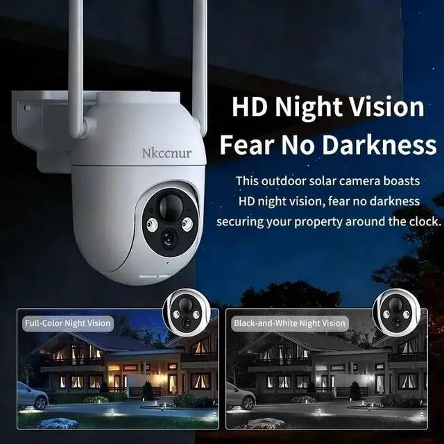 Alt view image 5 of 5 - Nkccnur Solar-Powered Outdoor Security Camera 360 Panoramic Pan-Tilt, Wi-Fi Surveillance Camera Full-Color HD Night Vision, 2.5K HD Resolution Smart PIR Motion Detection