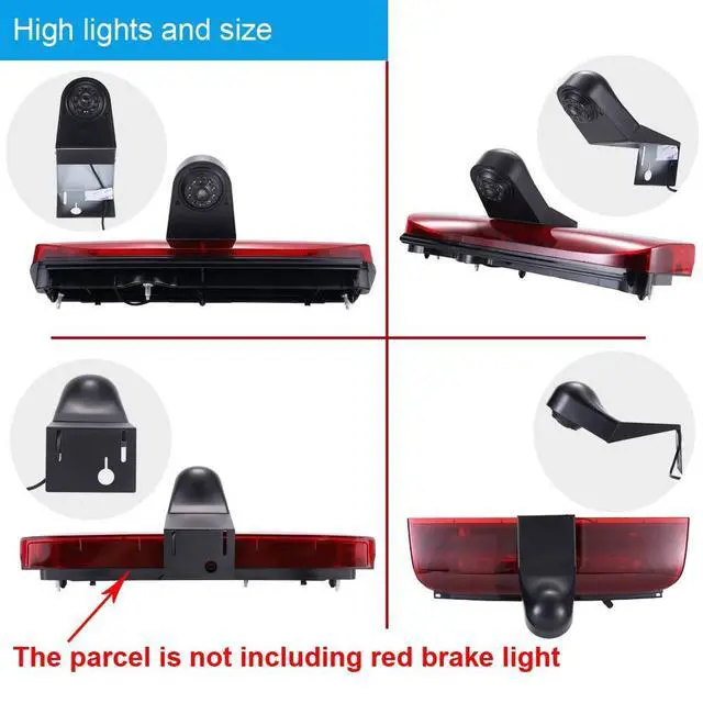 Alt view image 3 of 5 - High Mount Rear Light Lamp Reverse Parking Car Rear View Camera+7 inch LCD Monitor Replacement for Ford Transit Connect 2014-2017 Transporter Business MPV SUV Bus