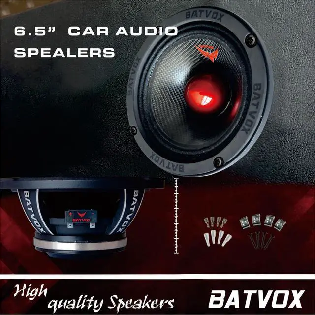 Alt view image 2 of 5 - Gaooger MX65S1 Midrange Loudspeaker 6.5" Red Bullet, 600W Max, 4 Ohms, Premium Quality Audio Door Speakers for Car or Truck Stereo Sound System, Black (1 Speaker)