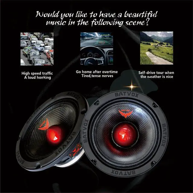 Alt view image 5 of 5 - Gaooger MX65S1 Midrange Loudspeaker 6.5" Red Bullet, 600W Max, 4 Ohms, Premium Quality Audio Door Speakers for Car or Truck Stereo Sound System, Black (1 Speaker)