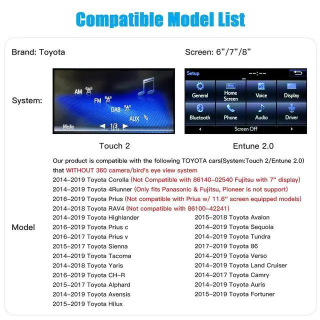 Alt view image 2 of 5 - Wireless Carplay Android Auto Adapter for Toyota with Entune2.0 2014-2019, Fits for Tundra/Highlander/RAV4/Tacoma/Camry/Corolla/Avalon/Prius/CH-R/Sienna (FT-Adapter)