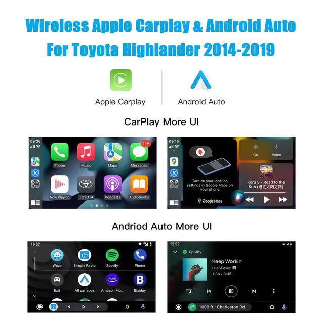 Alt view image 5 of 5 - Wireless Carplay Android Auto Adapter for Toyota with Entune2.0 2014-2019, Fits for Tundra/Highlander/RAV4/Tacoma/Camry/Corolla/Avalon/Prius/CH-R/Sienna (FT-Adapter)
