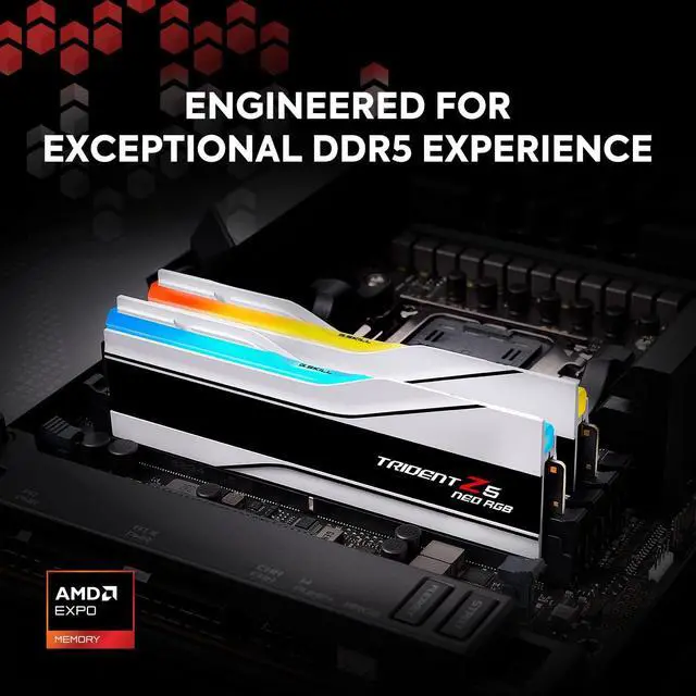 Alt view image 2 of 5 - G.SKILL Trident Z5 Neo RGB Series DDR5 RAM (AMD EXPO) 32GB (2x16GB) 6000MT/s CL30-36-36-96 1.35V Desktop Computer Memory U-DIMM - Matte White (F5-6000J3036F16GX2-TZ5NRW)