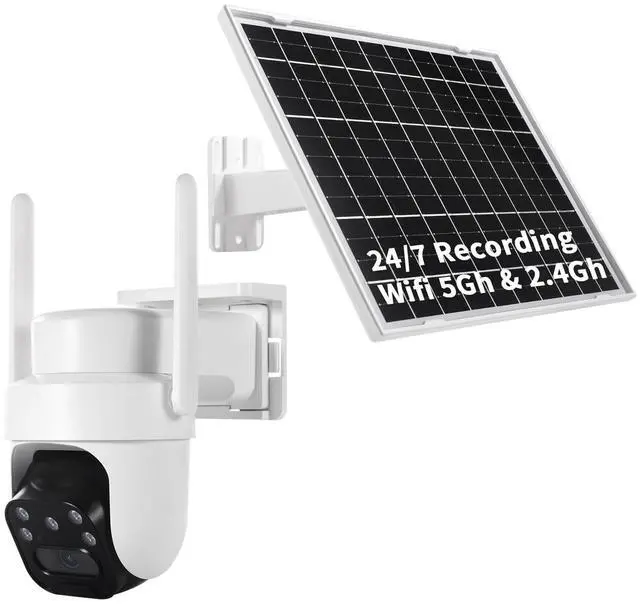 Main image of EDSACE 24/7 Recording AOV Outdoor Solar-Powered Security Camera - 100% Wireless Outdoor Home Surveillance Camera, PTZ Camera, Automatic Human Tracking, 2K Color Night Vision Support 5Ghz 2.4G W