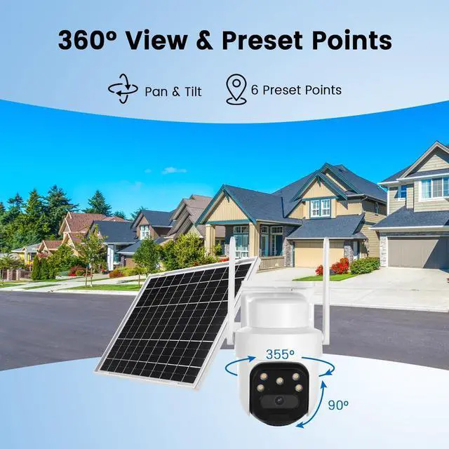 Alt view image 3 of 5 - EDSACE 24/7 Recording AOV Outdoor Solar-Powered Security Camera - 100% Wireless Outdoor Home Surveillance Camera, PTZ Camera, Automatic Human Tracking, 2K Color Night Vision Support 5Ghz 2.4G W