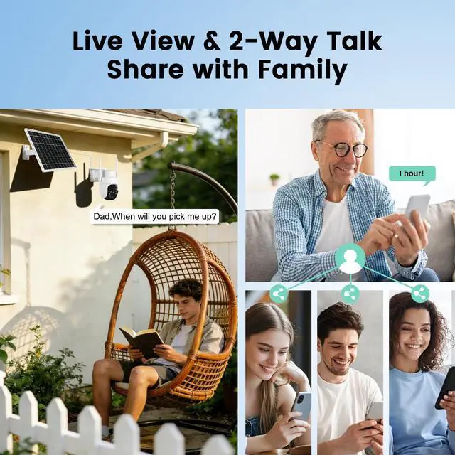 Alt view image 4 of 5 - EDSACE 24/7 Recording AOV Outdoor Solar-Powered Security Camera - 100% Wireless Outdoor Home Surveillance Camera, PTZ Camera, Automatic Human Tracking, 2K Color Night Vision Support 5Ghz 2.4G W
