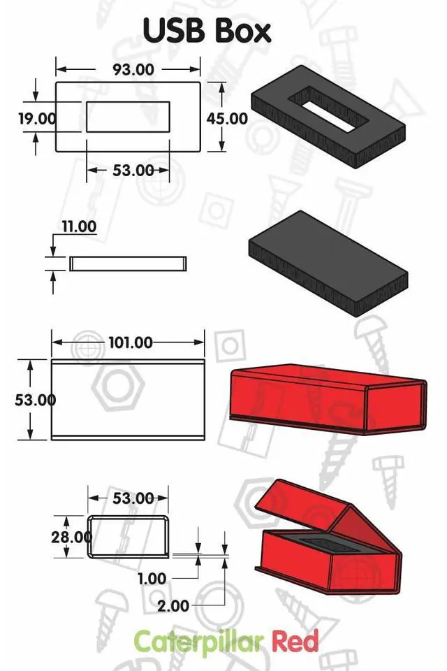 Alt view image 4 of 5 - Caterpillar Red 3 x Magnetic USB Presentation Gift Boxes, (4 in), Black, flash drives, removable drives, Wedding USB Box, Wedding Presentation Gift Box, Photography, Present Gift