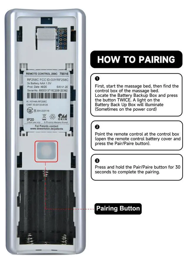 Alt view image 3 of 5 - Snrigw Replacement Remote Control for OKIN Refined, Serta & Beautyrest Compatible with Model JLDK.27.09.12 Motion Essentials III/iSeries Adjustable Bases