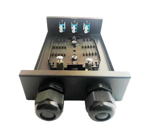 Alt view image 3 of 5 - Fiber Optic Wall Mount Box with LC Couplers for Single Mode & Multimode Fiber Optic Cable. ^^ Fiber Box Enclosure for MPOEs, Network Rooms, and IDF Rooms. (LC 6 Strand OS1/OS2)