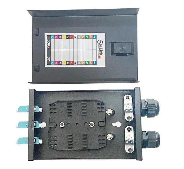 Alt view image 4 of 5 - Fiber Optic Wall Mount Box with LC Couplers for Single Mode & Multimode Fiber Optic Cable. ^^ Fiber Box Enclosure for MPOEs, Network Rooms, and IDF Rooms. (LC 6 Strand OS1/OS2)