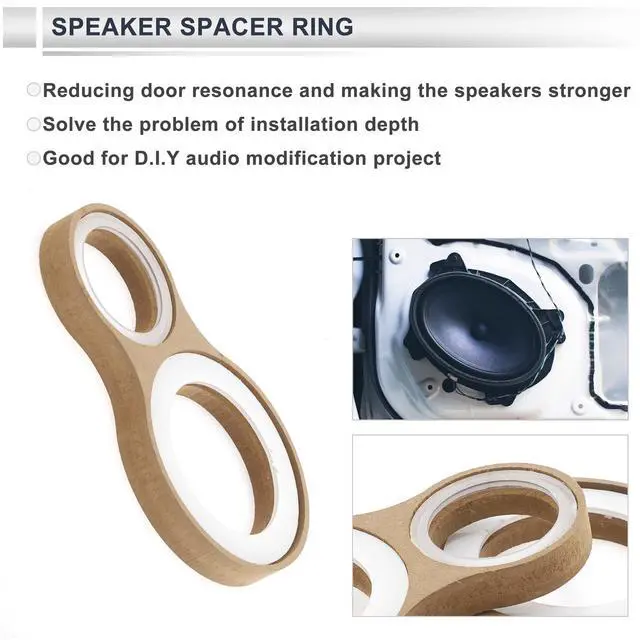 Alt view image 3 of 5 - RATCHROLL 2 Set Universal Speaker Spacer Ring Adapter Dual Rings Waterproof for 2" for 4" Speaker Mounting Spacer Bracket Ring with Acrylic Washers Brown Wood
