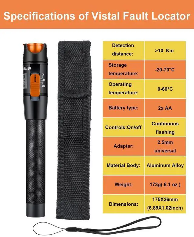 Alt view image 5 of 5 - Duogalia Fiber Termination Tool Kit, 10Km Visual Fault Locator, Optical Power Meter G710A, Fiber Cleaver FC-6S, FTTH Tool Kit for CATV Engineering