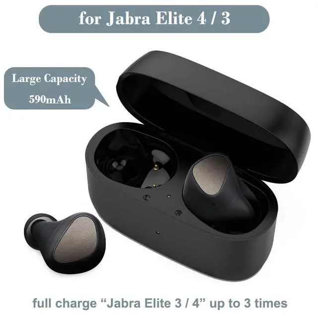 Alt view image 2 of 5 - Charging Case for Jabra Elite 3/4, Replacement Charger Battery Case 590mAh for Jabra Elite 3/4 (Black)