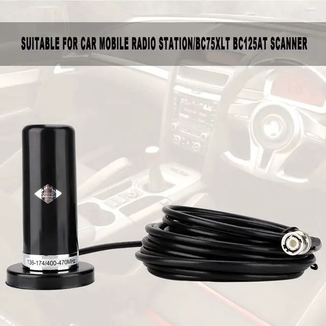 Main image of VHF UHF Radio Antenna, Vehicle/Car Mobile VHF/UHF Dual Band BNC Male Scanner Magnetic Base Connector Mount Compatible with BC75XLT BC125AT for Car Station