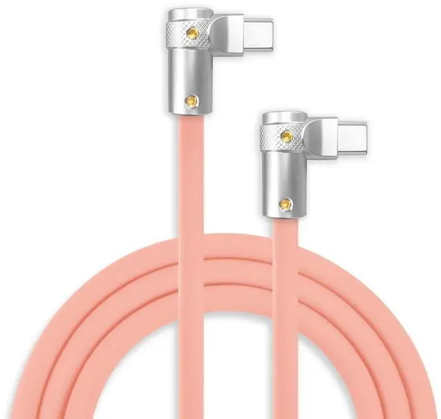 Main image of chubbycable FlexElbow 90 Degree 240W Fast Charging Cable Right Angle USB C Cable Silicone Charging Cord Compatible with iPhone 17-15 Series iPad, Pink, Double Elbow Type C to Type C, 1.64FT
