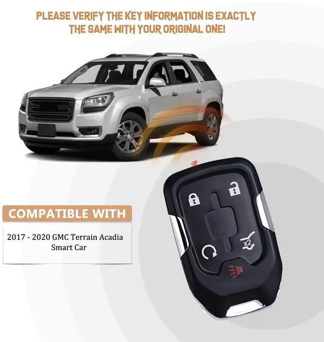 Alt view image 3 of 5 - USAKeys Smart Key Fob Replacment for 2017-2020 GMC Acadia Keyless Entry Car Key 433Mhz Remote Control with FCC: HYQ1EA (Single)