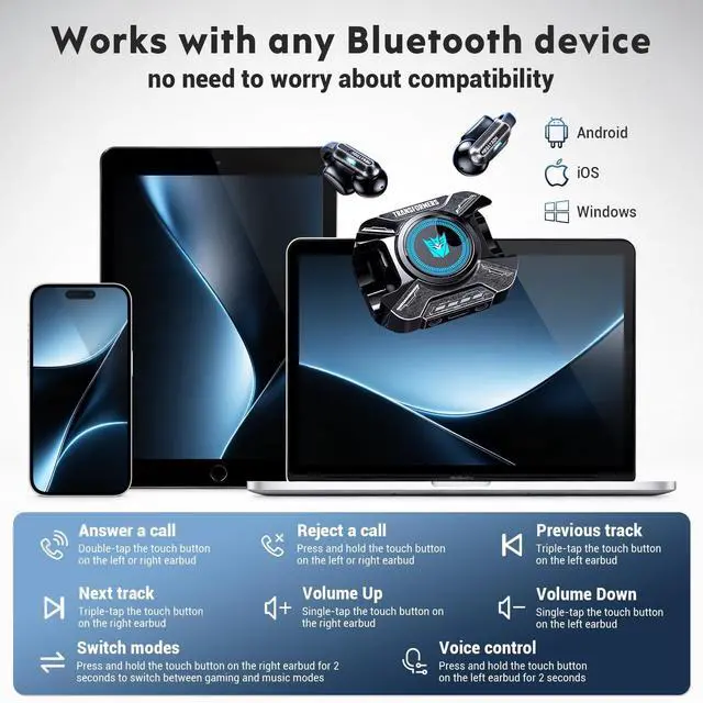 Alt view image 3 of 5 - Transformers Clip-On Earbuds, Open Ear Headphones Wireless Bluetooth (Megatron Black)