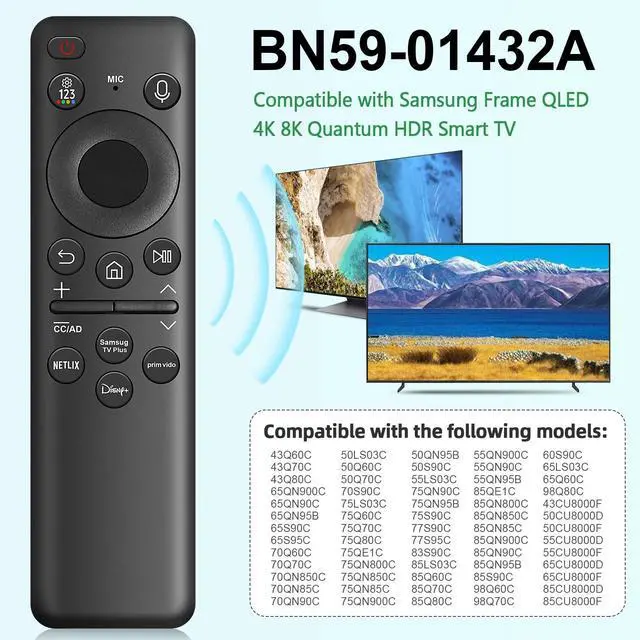 Alt view image 2 of 5 - Seayoo BN59-01432A Solar Frame TV Remote Replacement for Samsung Smart TV with Voice Bluetooth Rechargeable Solar Cell, Compatible with Samsung 2020 to 2025 Neo LED 4K Ultra HD TV Solar Re