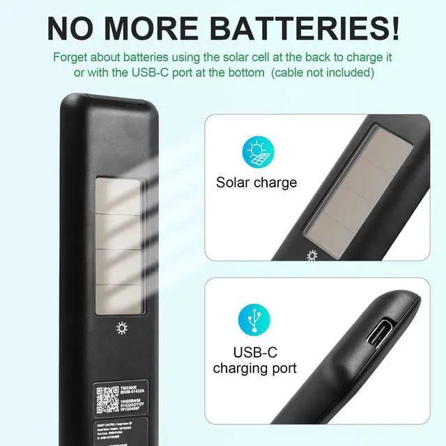 Alt view image 3 of 5 - Seayoo BN59-01432A Solar Frame TV Remote Replacement for Samsung Smart TV with Voice Bluetooth Rechargeable Solar Cell, Compatible with Samsung 2020 to 2025 Neo LED 4K Ultra HD TV Solar Re