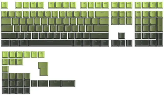 Main image of Ussixchare PBT Gradient Green Keycaps, Shine Through Cherry Profile Keycaps, Double Shot Custom Minimalist Style for MX Switched Mechanical Keyboard