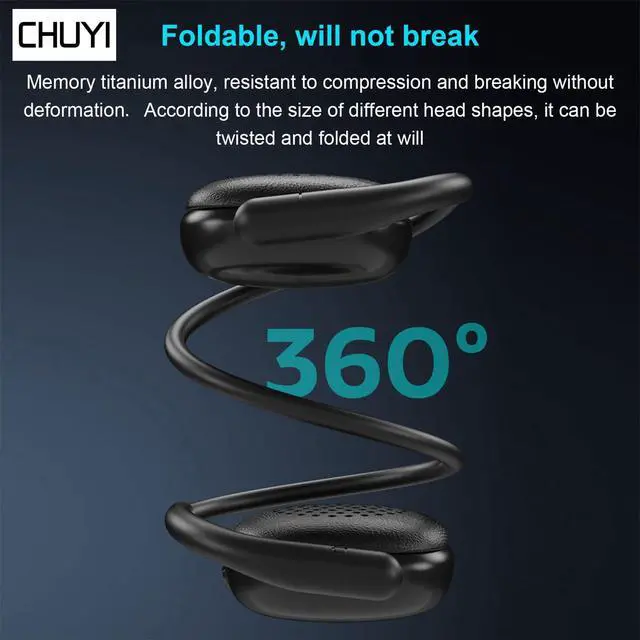 Alt view image 2 of 5 - CHUYI Wireless Earphone Over Ear Wireless Bluetooth Headphones Behind The Head, Foldable Wireless Stereo Wrap Around Head Headset On-Ear Earphones for Workout Office Walking, 23Hr