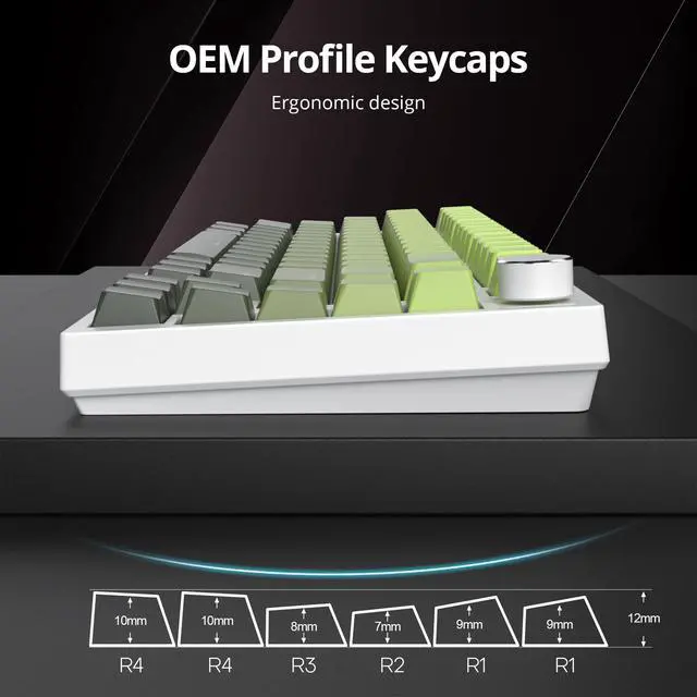 Alt view image 3 of 5 - Ussixchare PBT Gradient Green Keycaps, Shine Through Cherry Profile Keycaps, Double Shot Custom Minimalist Style for MX Switched Mechanical Keyboard