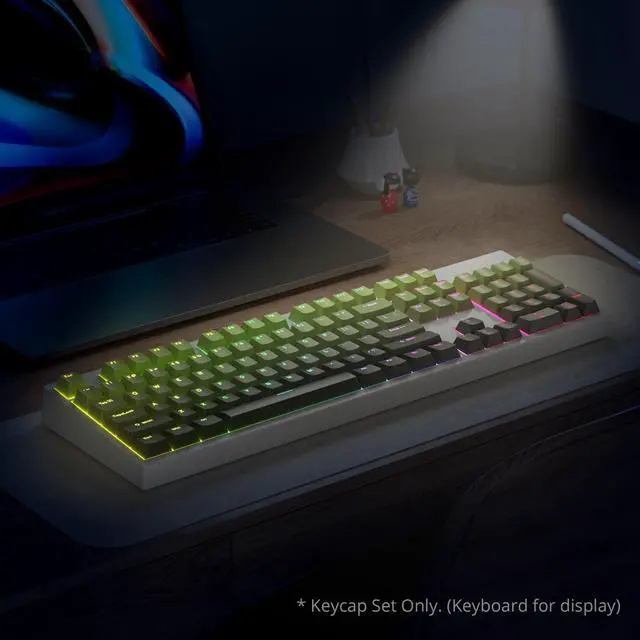 Alt view image 5 of 5 - Ussixchare PBT Gradient Green Keycaps, Shine Through Cherry Profile Keycaps, Double Shot Custom Minimalist Style for MX Switched Mechanical Keyboard