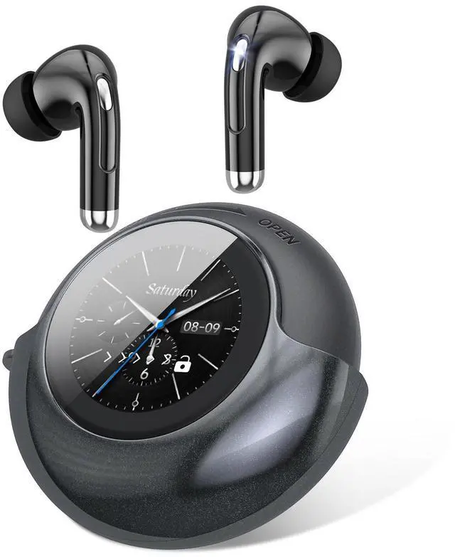 Main image of TRAUSI Wireless Earbuds with Smart Touch Screen & 180 Rotating Case Bluetooth 5.4 Headphones, Noise Cancelling Ear Buds, Stress Relief Design Earphones