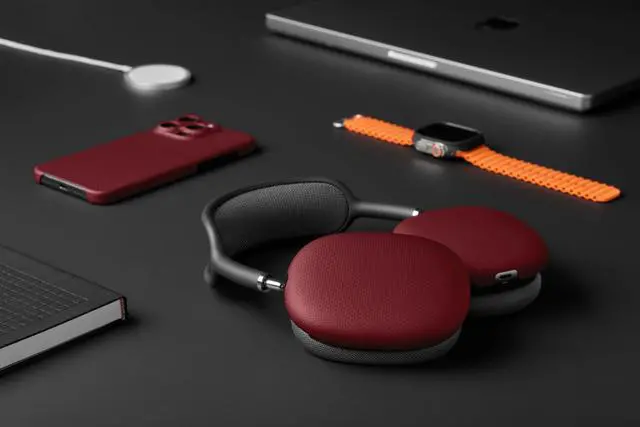 Alt view image 2 of 5 - Latercase for AirPods Max & AirPods Max 2 ^^ Ultra-Thin 0.6mm Aramid Fiber Case ^^ Lightweight 8g Hard Shell ^^ Precision Fit ^^ Anti-Scratch Matte Non-Slip Grip Red Weave AirPods Max Accessories
