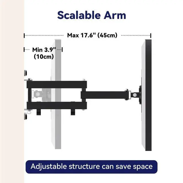 Alt view image 2 of 5 - Mount for Echo Show 15 (1st, 2nd Gen), Adjustable Echo Show 15 Wall Mount Bracket, Swivel Horizontal or Vertical, Extension Wall Mount Stand, by WAWXH1314