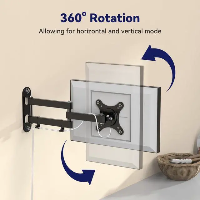 Alt view image 5 of 5 - Mount for Echo Show 15 (1st, 2nd Gen), Adjustable Echo Show 15 Wall Mount Bracket, Swivel Horizontal or Vertical, Extension Wall Mount Stand, by WAWXH1314