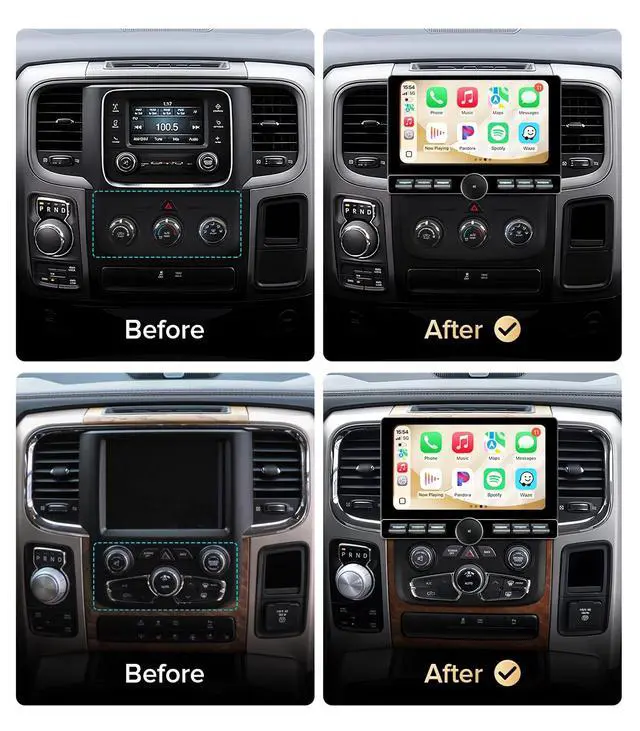 Alt view image 2 of 5 - 10" QLEDAndroid 13 Car Stereo for Dodge Ram 1500 2500 3500 (2013-2018)- Wireless CarPlay Android Auto with Physical Volume Knob Keybutton, Support Manual & Auto AC (Both Frames Included) 4G+64G