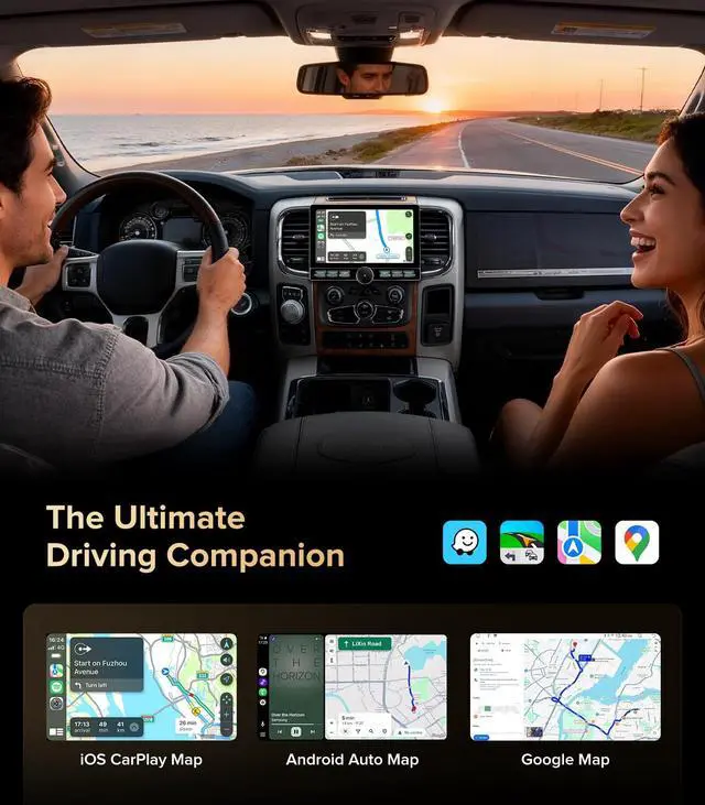 Alt view image 4 of 5 - 10" QLEDAndroid 13 Car Stereo for Dodge Ram 1500 2500 3500 (2013-2018)- Wireless CarPlay Android Auto with Physical Volume Knob Keybutton, Support Manual & Auto AC (Both Frames Included) 4G+64G
