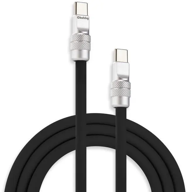 Main image of chubbycable Chubby 2.0 USB C 240W Fast Charging Cable Silicone Soft Durable USB C Cable Extra Thick Charger Cord Compatible with iPhone 17-15 Series iPad, Black, Type-C to Type-C, 16.4FT