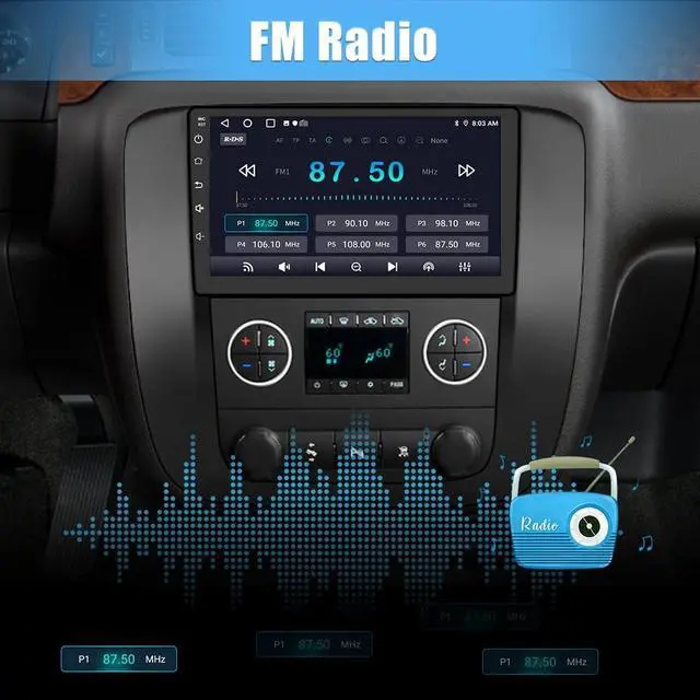 Alt view image 5 of 5 - AWESAFE Car Radio Stereo Android 13 for GMC Yukon Chevy Silverado Tahoe Suburban 2007-2013 with CarPlay Android Auto GPS Navigation Backup Camera SWC