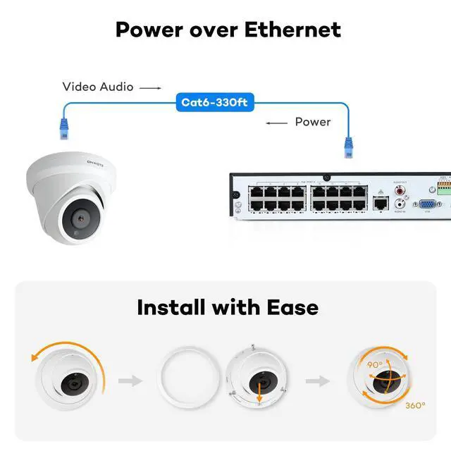 Alt view image 3 of 5 - ONWOTE 6MP Super HD PoE IP Security Camera with Audio, AI Human Vehicle Detection, 3072x2048 6 Megapixels, 122 FoV, Indoor/Outdoor Commercial Wired Camera for Business, Add-on to PoE NVR System