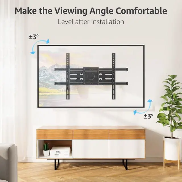 Alt view image 4 of 5 - MOUNTUP Full Motion TV Wall Mount for Most 40-85 inch Flat TVs up to 110 lbs, Wall Mount Bracket with Dual Articulating Arms, Tilt, Level, Swivel, TV Mount Fits 12/16" Wood Stud, Max VESA 600x400mm