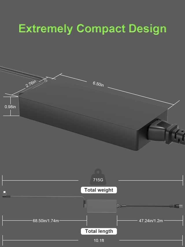 Alt view image 4 of 5 - PowerPortnerLink 230W Charger Compatible with Razer Blade 14 15 16" 17 (2025-2018) RZ09 RTX-3060/3070/3080/4060/4070 Gaming Laptop RC30-0530 RC30-0238 RC30-0248 Replacement Power Adapter