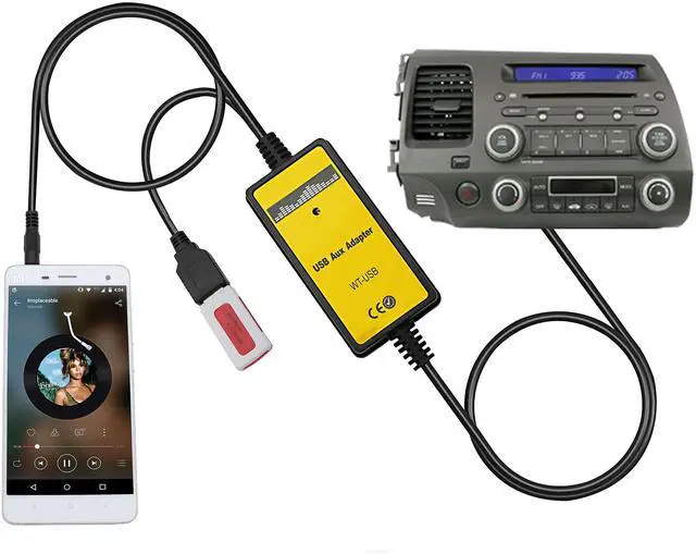 Main image of Yomikoo AUX Cord, Car Audio USB AUX Input Adapter Stereo CD Changer Compatible with Honda Accord 2003-2011/City 2002-2011/CRV 2005-2011/Civic 2006-2011/Odyssey 2005-2011