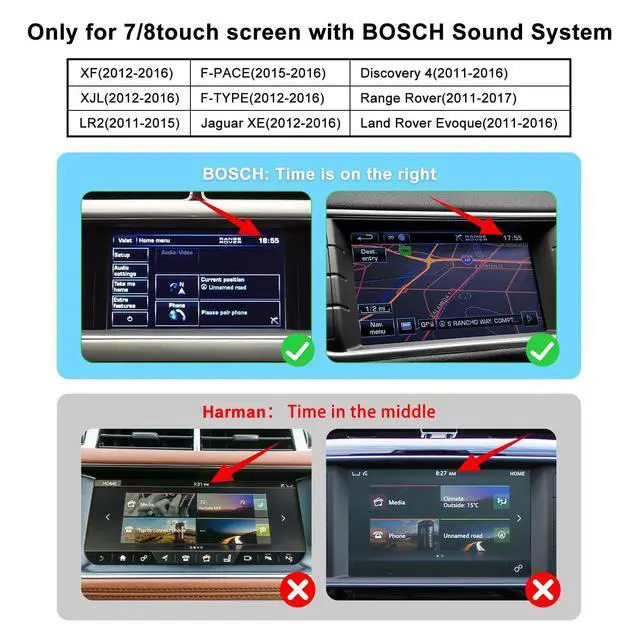 Alt view image 2 of 5 - Wireless Carplay & Android Auto Retrofit Kit for Land Rover Range Rover Evoque Discovery 4 Jaguar XE XF F-PACE Bosch System Support Mirror Link, Steering Wheel Control, OEM Camera, 5GHz WiFi
