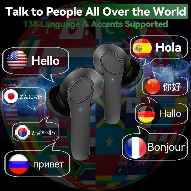 Alt view image 2 of 5 - KILOGOGRAPH Translating Earbuds Real Time B11 - Two Way 138 Language Voice Translation Device, Instant Translator Earbuds, Audifonos Traductor de Voz Instantaneos de Idiomas Espanol Ingles (Black)