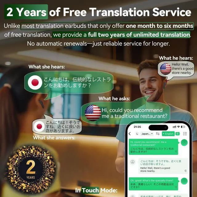 Alt view image 4 of 5 - KILOGOGRAPH Translating Earbuds Real Time B11 - Two Way 138 Language Voice Translation Device, Instant Translator Earbuds, Audifonos Traductor de Voz Instantaneos de Idiomas Espanol Ingles (Black)