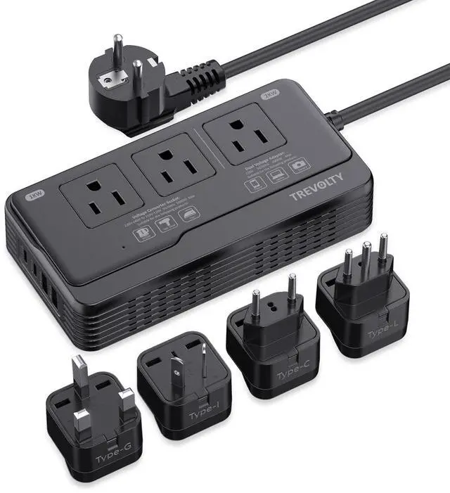 Main image of 2000W Voltage Converter US to Europe for Hair Dryers, 7-in-1 220V to 110V Converter for European Travel with 3 AC/2 USBA/2 USBC Ports, Universal Power Converter Adapter Combo with EU/UK/IT/AU Plug