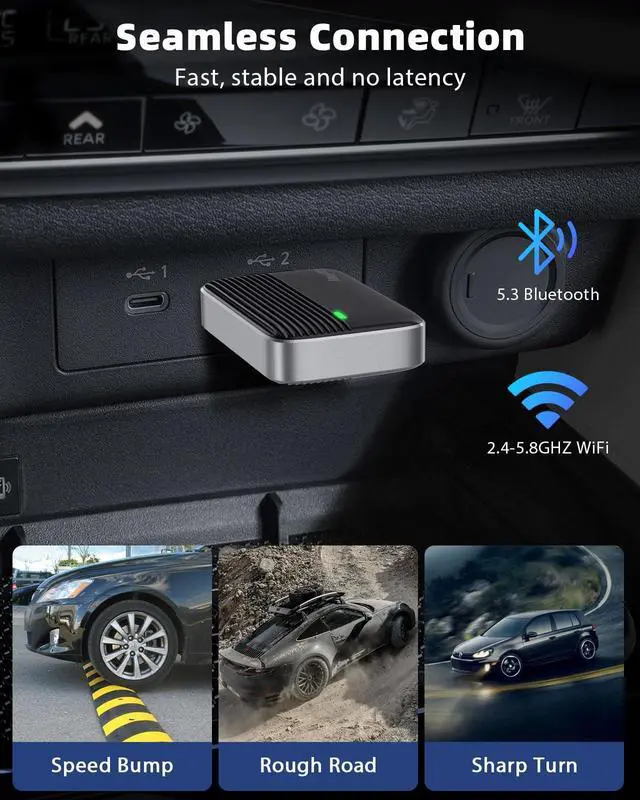 Alt view image 2 of 5 - MoKo Wireless CarPlay Adapter for Apple iPhone, Mini Car Play Adapter for iOS 10+ & Cars with Apple CarPlay, Wired Car Play to Wireless, Fast Response Stable Control No Delay Not for And