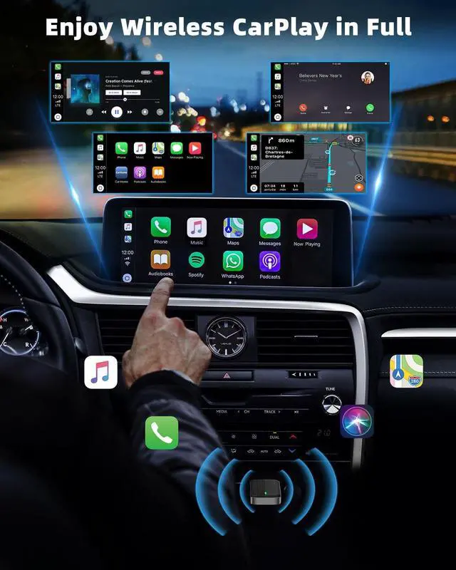 Alt view image 5 of 5 - MoKo Wireless CarPlay Adapter for Apple iPhone, Mini Car Play Adapter for iOS 10+ & Cars with Apple CarPlay, Wired Car Play to Wireless, Fast Response Stable Control No Delay Not for And
